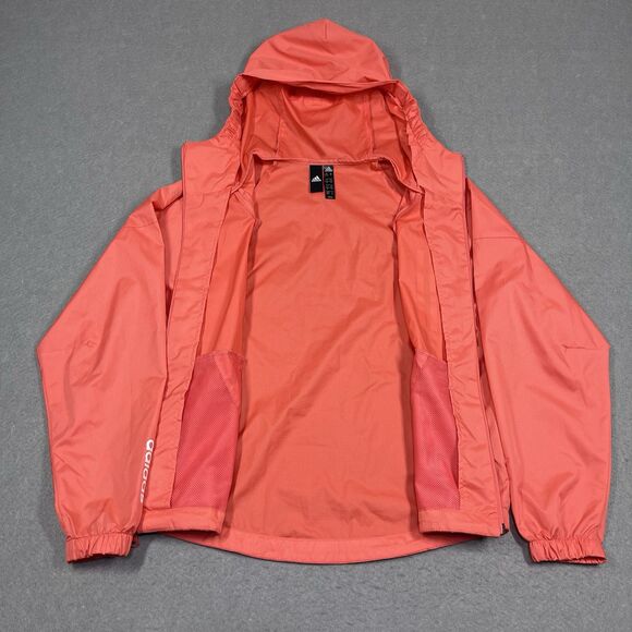 adidas Jacket Womens XS Salmon Pink Hooded Ripstop Windbreaker W.N.D Running - Picture 5 of 12